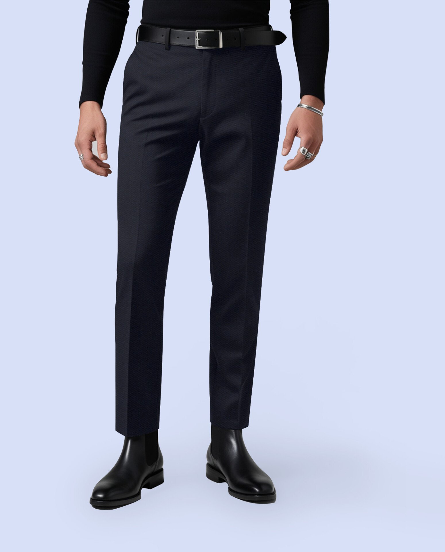 Luxury Dark Blue Slim-Fit Pants for Men