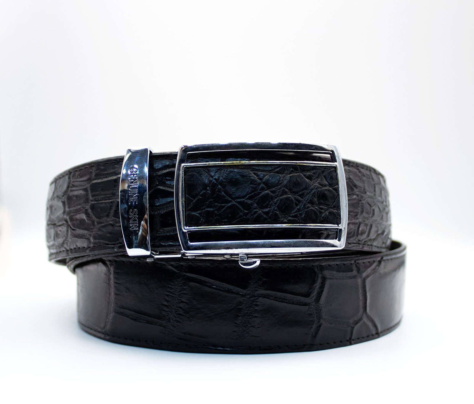 Handmade Black Crocodile Leather Belt