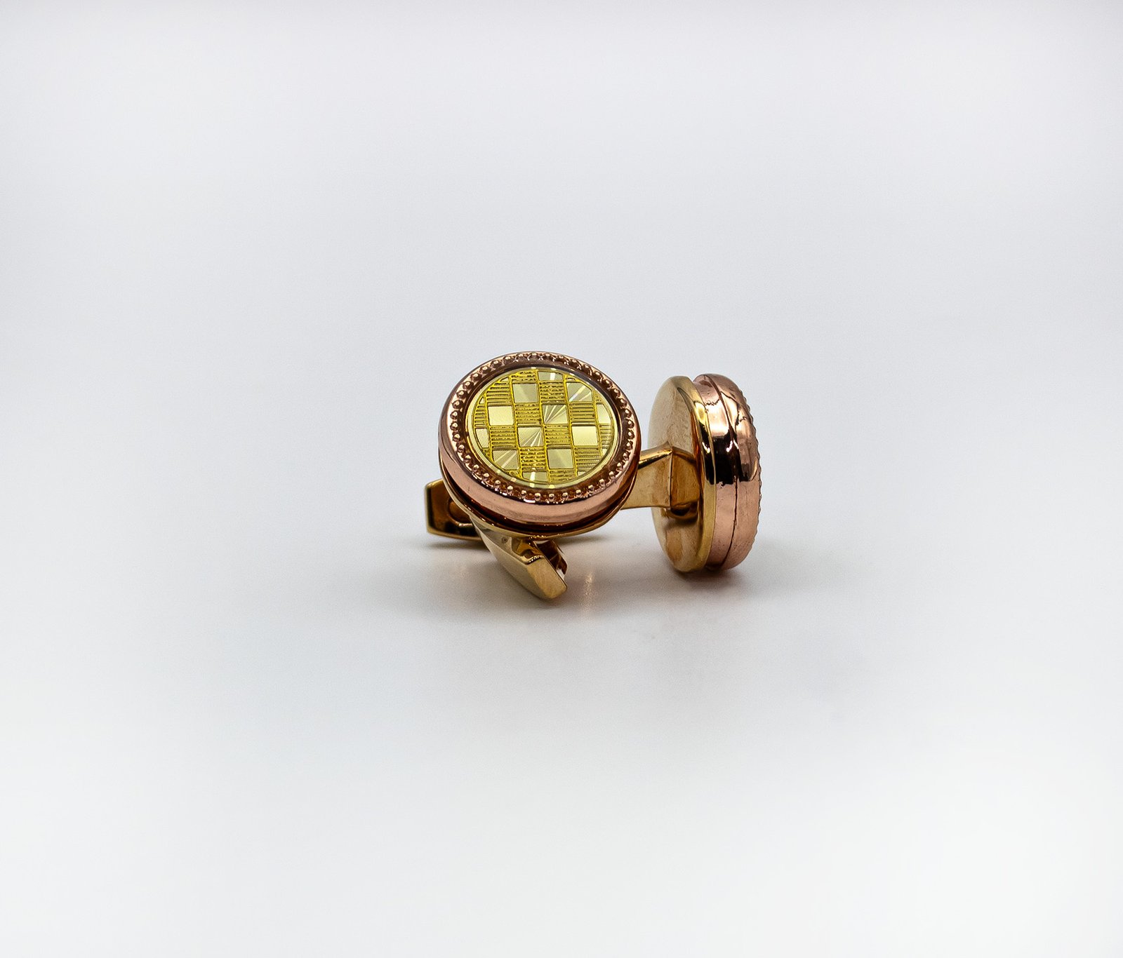 Gold and Rose Gold Cufflinks Checker Design