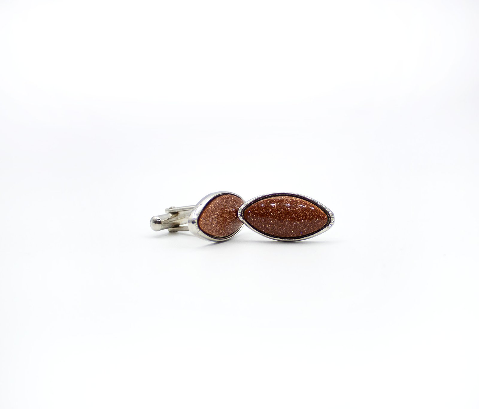 Brown Glitter Oval Cufflinks | Sleek Design