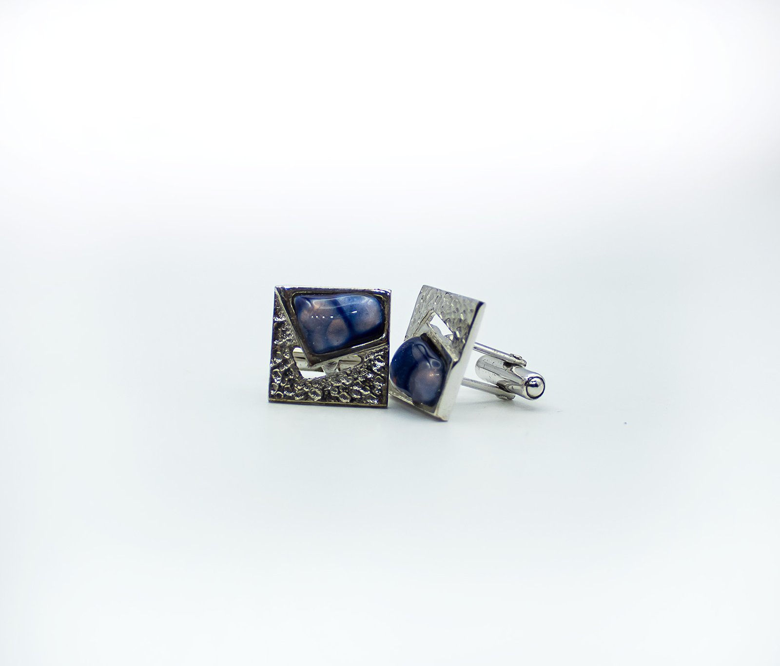 Silver Cufflinks with Lapis Lazuli Stone