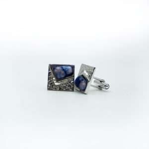 Silver Cufflinks with Lapis Lazuli Stone
